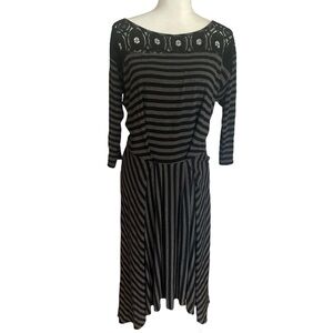 Anthropologie Tiny Dress Boho Lace Crochet Black Stripe Bohemian Lagenlook